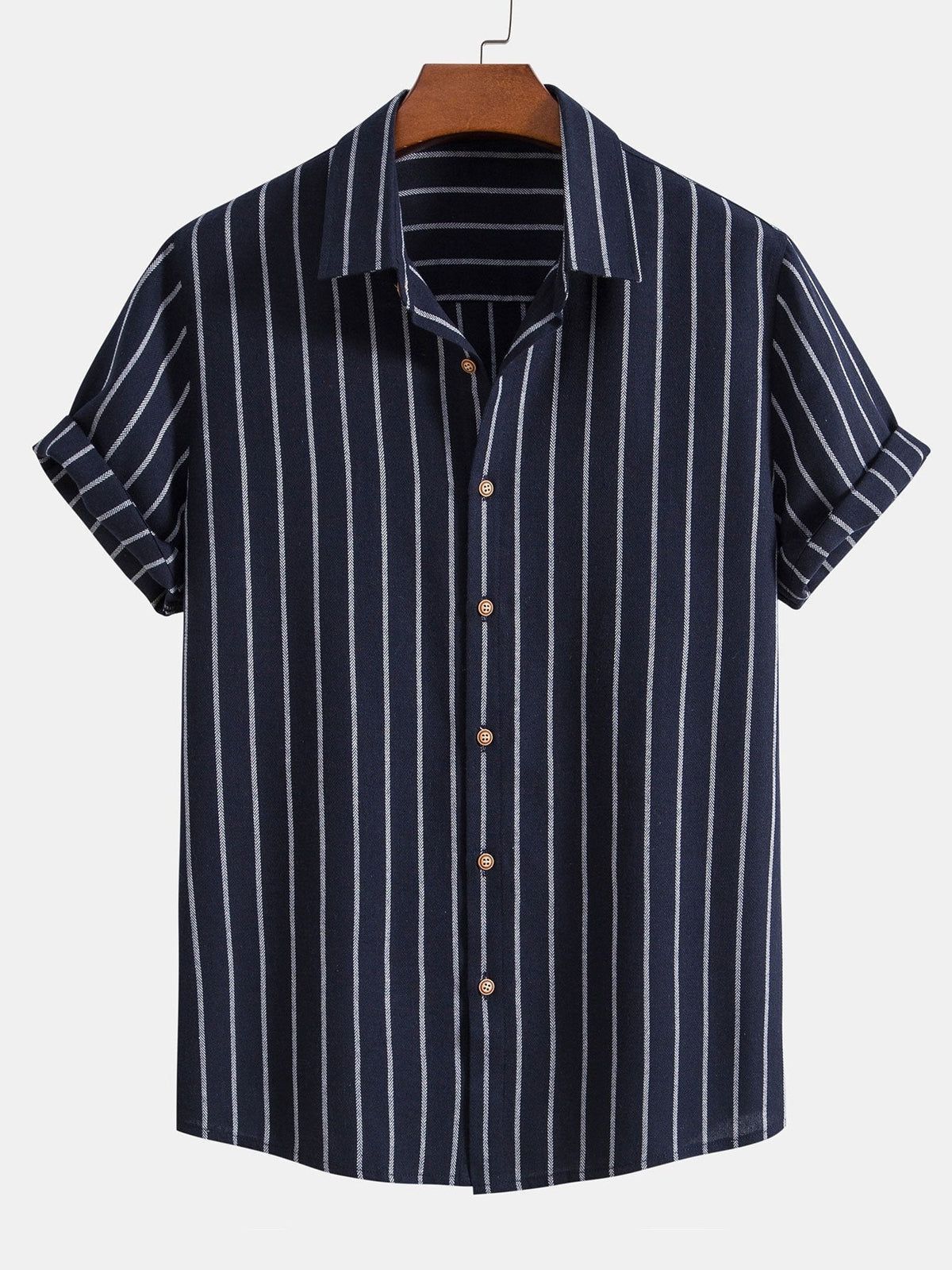 Striped Digital Printing Men's Short-sleeved Shirt