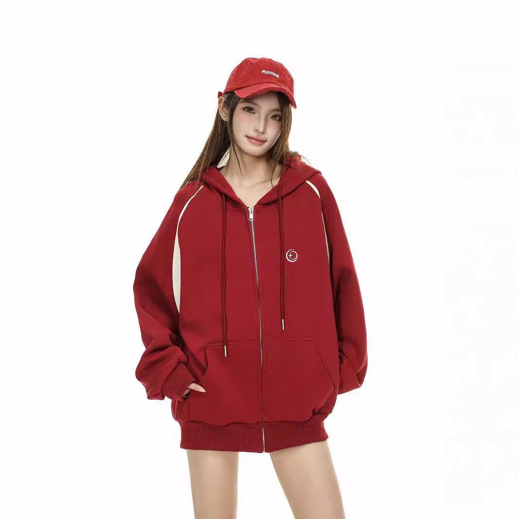 American Retro Hooded Sweater For Girls Loose And Lazy Style