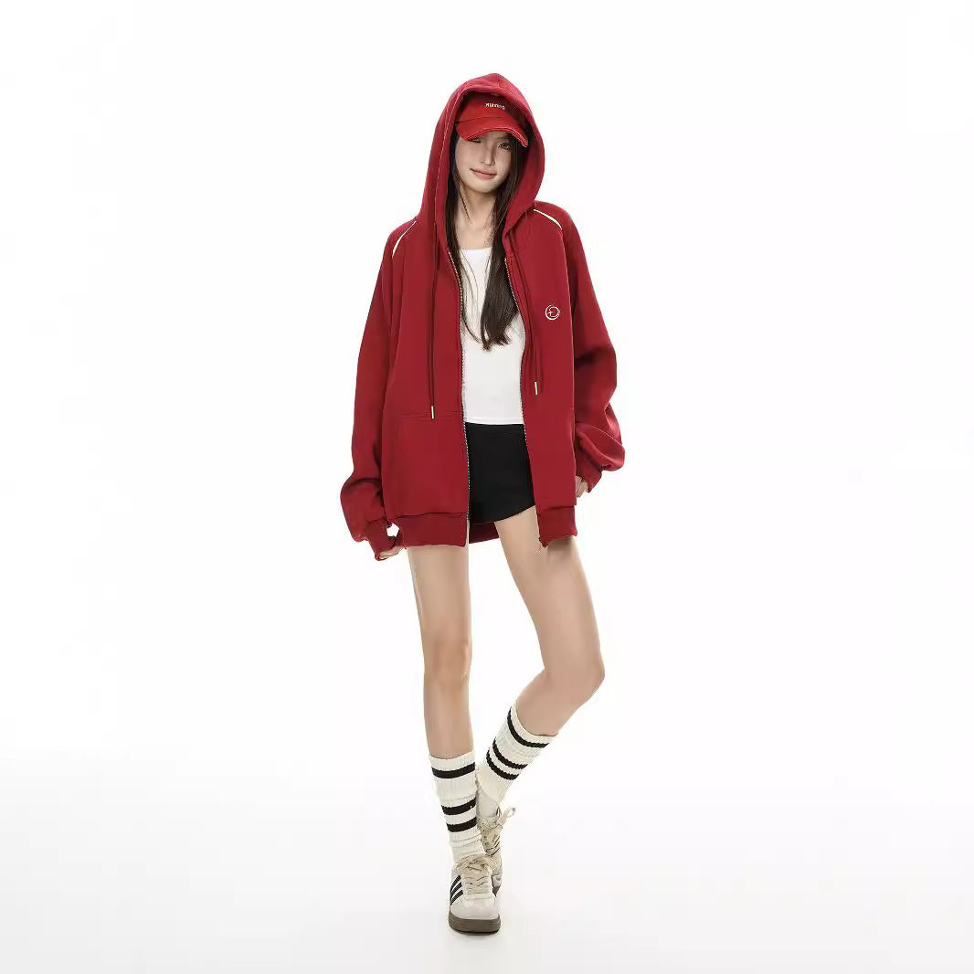 American Retro Hooded Sweater For Girls Loose And Lazy Style