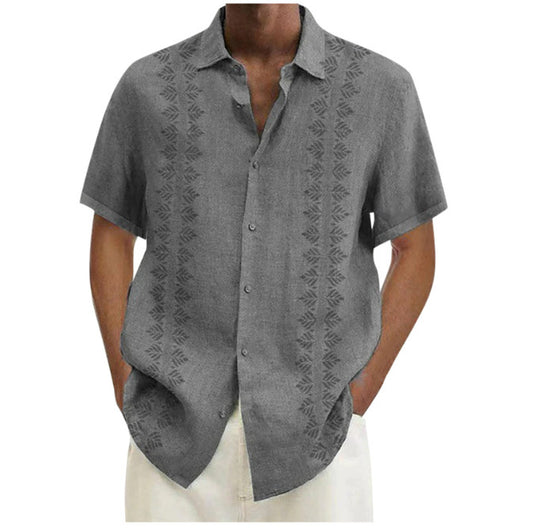 Digital Printing Polyester Plain Men's Short Sleeve Shirt